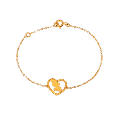 Bracelet Or 375 Coeur Diamanté Martinique 17+2Cm
