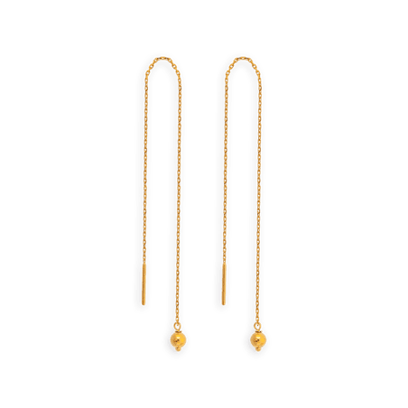 Boucles d'oreilles OR 750 pendant et grain d'or 3mm