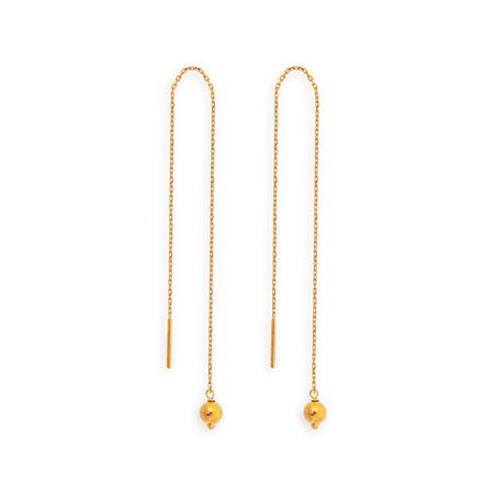 Boucles d'oreilles OR 750 pendant et grain d'or 5mm