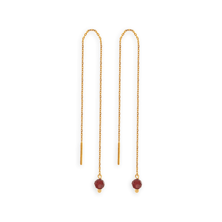Boucles d'oreilles OR 750 pendant et cristal Grenat