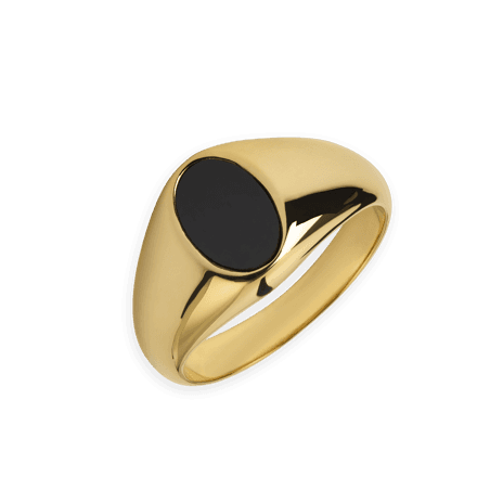 Chevalière Plaqué Or Ovale Onyx