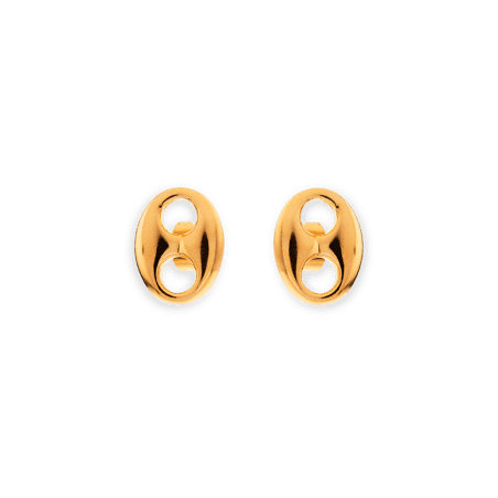 Boucles D'oreilles Plaqué Or Grain de Café 14*18mm