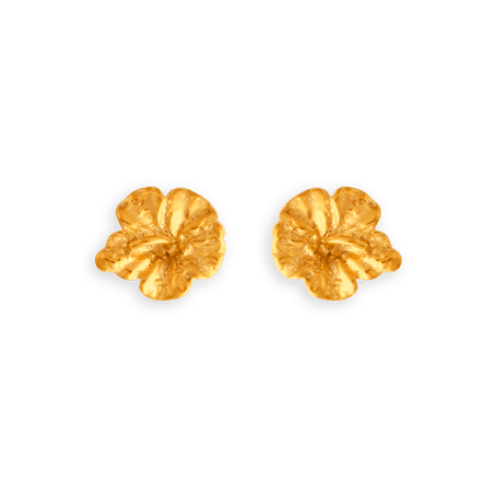 Boucles D'oreilles Plaqué Or Puces Fleur D'hibiscus 12mm