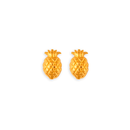 Boucles D'oreilles Plaqué Or Puces Ananas 10*15mm