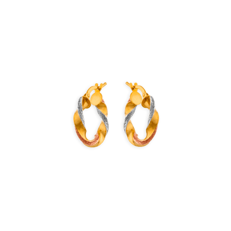 Créoles tricolores torsadées Lisses et satinées or