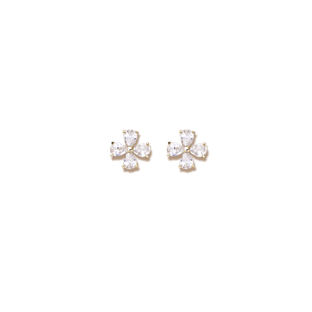 Boucles D'oreilles Plaqué Or Fleur Zirconium