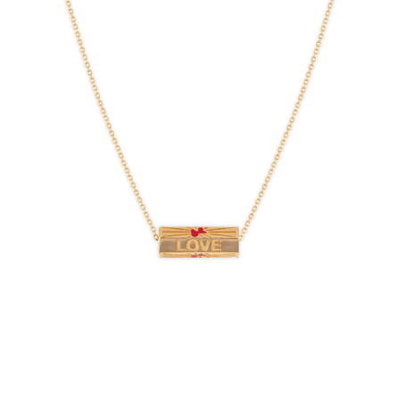 Collier Plaqué Or  Talisman  Love Carte Guadeloupe Email Rouge