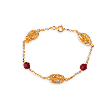 Bracelet noeud antillais et 2 pierres cristal grenat 