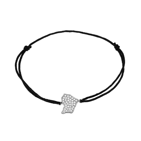 Bracelet Guyane Argent925 Zirconium Cordon Noir 18cm