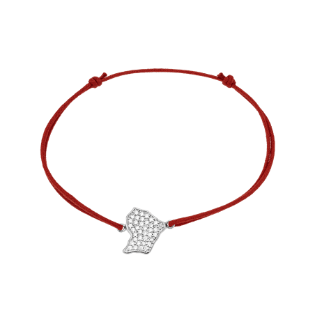 Bracelet Guyane Argent925 Zirconium Cordon Rouge 18cm
