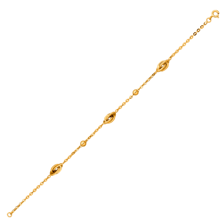 Bracelet Or750 Chaîne Nœud Forçat Antillais Grain D'or