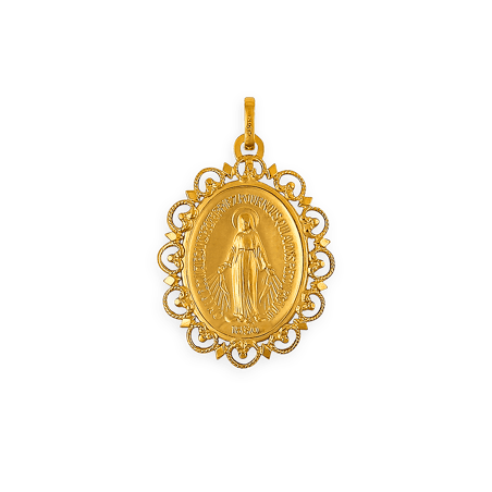 Médaille Or750 Vierge avec bélière Or Creux
