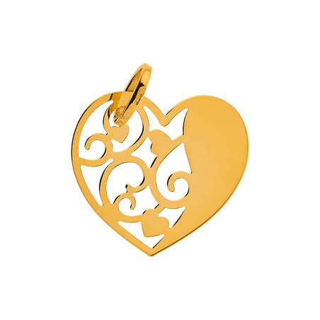 Pendentif Cœur Motif Ajouré avec bélière Or750