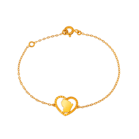 Bracelet Or 750 Coeur Diamanté Guyane 17+2Cm