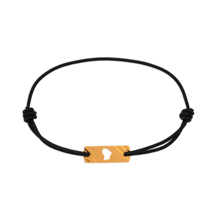 Bracelet Or 750 Cordon Plaque Rectangle Guyane