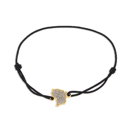 Bracelet Or 750 Cordon Guyane Email Pailleté