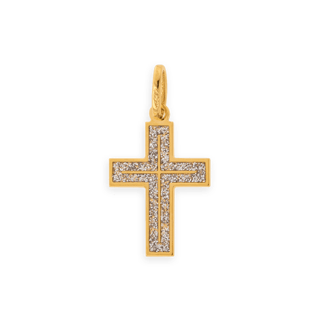 Croix Or375 Pailletée avec bélière