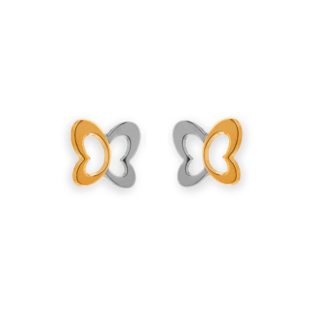 Boucles D'oreilles Bicolore Papillon 6.2*6mm Or375
