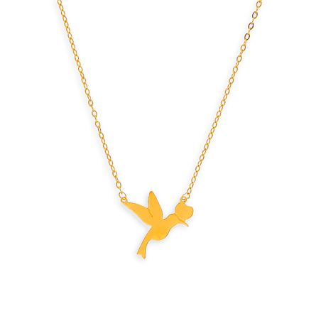 Collier or chaîne pendentif colibri cœur
