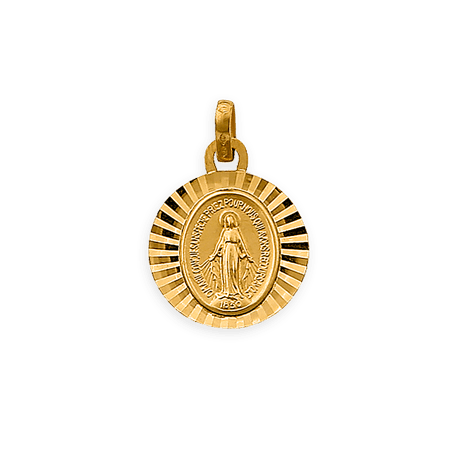Médaille Or375 Vierge Miraculeuse Diamantée avec bélière