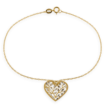 Bracelet Chaîne Forçat Or375 Cœur Diamanté