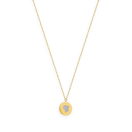 Collier Acier Jaune Médaille Carte Guyane Cristal