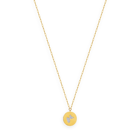 Collier Acier Jaune Médaille Carte Guadeloupe Cristal