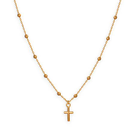 Collier chapelet or grain d'or croix