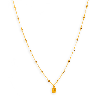 Collier chapelet or grain d'or médaille