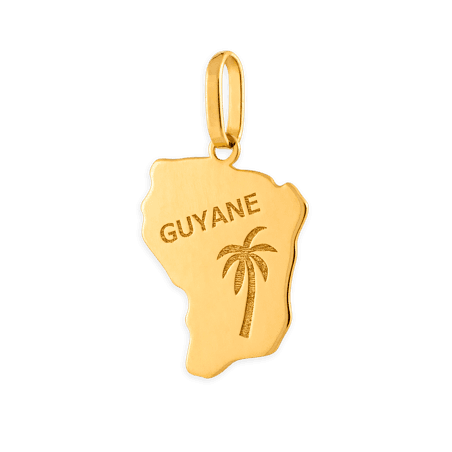 Pendentif Or750 Carte Guyane Palmier avec bélière