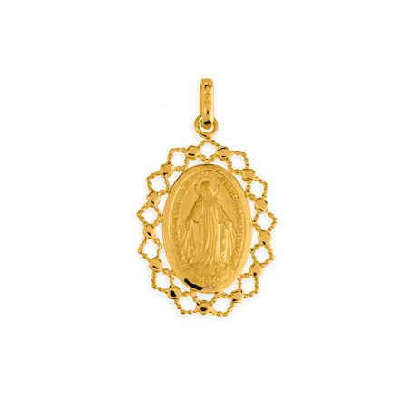 Médaille Plaqué Or Vierge Miraculeuse Ovale avec bélière