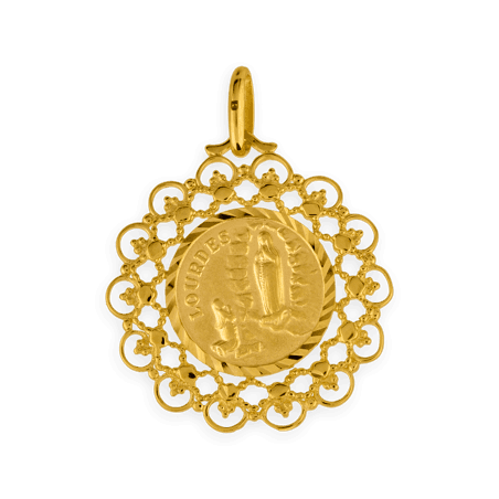 Médaille Plaqué Or Notre Dame de Lourdes avec bélière